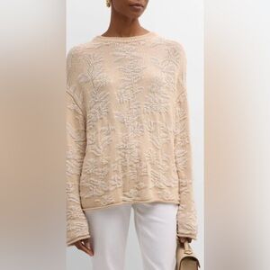 Lafayette 148 New York Crewneck Floral Intarsia Sweater